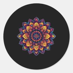 Adesivo Redondo Vibrante Mandala de Lótus Para Meditação e Atenção