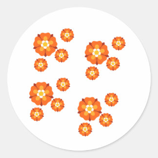 Adesivo Redondo Vibrante - Vinheta Floral Laranja