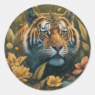 Adesivo Redondo Vibrantes Design de Tigre