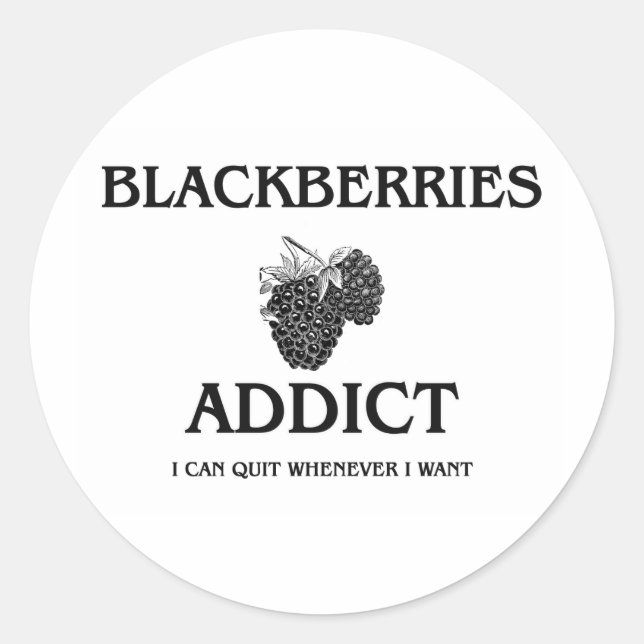 Adesivo Redondo Viciado em Blackberries (Frente)