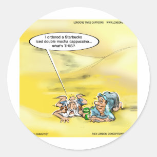 Adesivo Redondo Viciado em Café pelos Cartoons do The Times de Lon