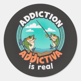 Adesivo Redondo Viciado em Pesca: Jogar no Vício