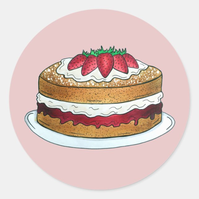 Adesivo Redondo Victoria Sandwich Sponge Cake UK Indústria Britâni (Frente)