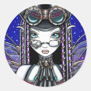 Adesivo Redondo "Victoria" Steam Punk Faerie Art Stickers