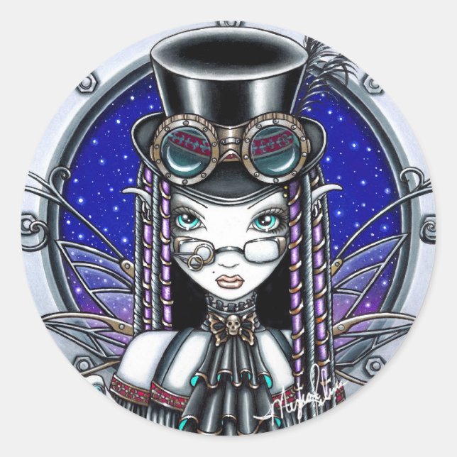 Adesivo Redondo Victoria Steam Punk Faerie Stickers (Frente)
