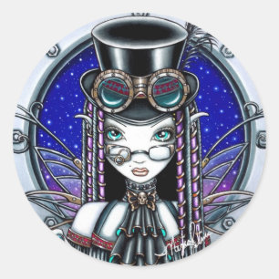 Adesivo Redondo Victoria Steam Punk Faerie Stickers