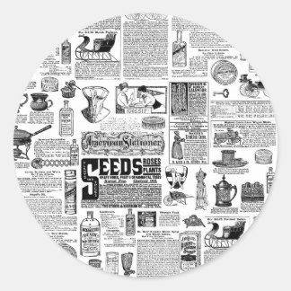 Adesivo Redondo victorian catalog black white antique toile
