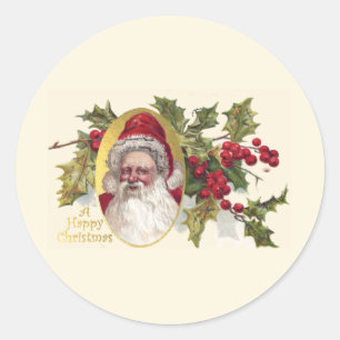 Adesivo Redondo Victorian Papai Noel do vintage, Natal c.1906