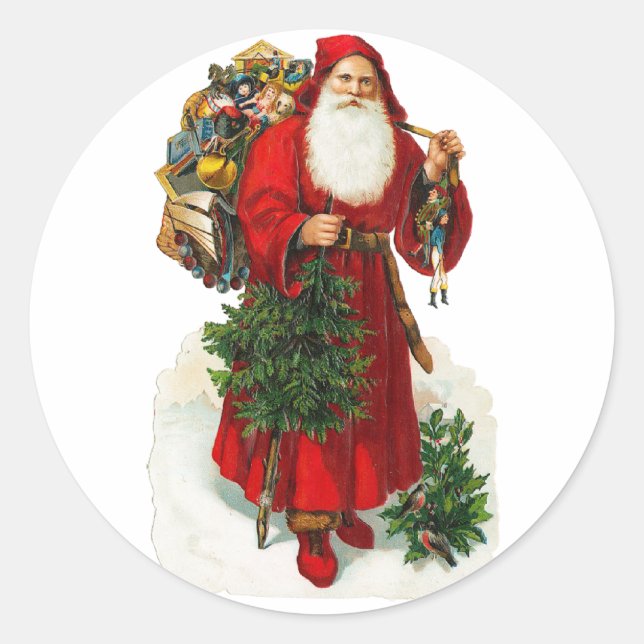 Adesivo Redondo Victorian Santa Claus (Frente)