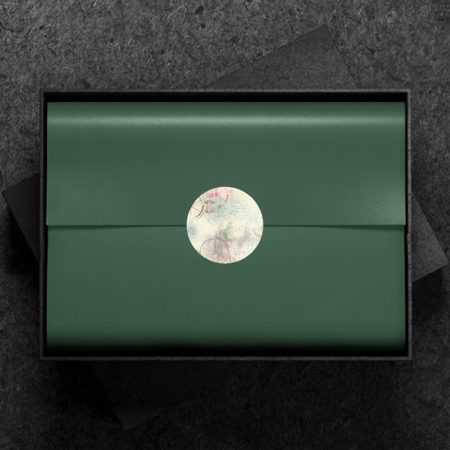 Adesivo Redondo Victorian Steampunk | Grunge de Aquarela Pastel (Criador carregado)