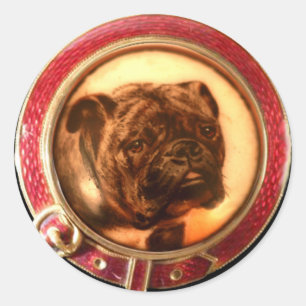 Adesivo Redondo VICTORIANO MINIATURE DOG PORTRAITS Buldog
