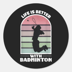 Adesivo Redondo Vida de Badminton Jogo Retro de Peteca Divertido