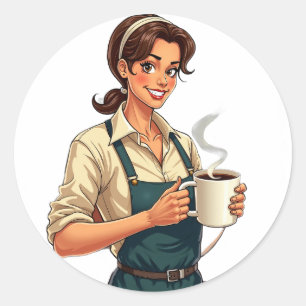 Adesivo Redondo Vida de Barista Amante do Café Cultura do Café da 