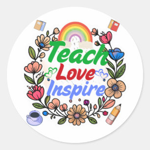 Adesivo Redondo Vida de Professora - Ensinar Amor Inspirador