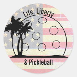 Adesivo Redondo Vida Desbotada Liberdade & Pickleball Patriótico