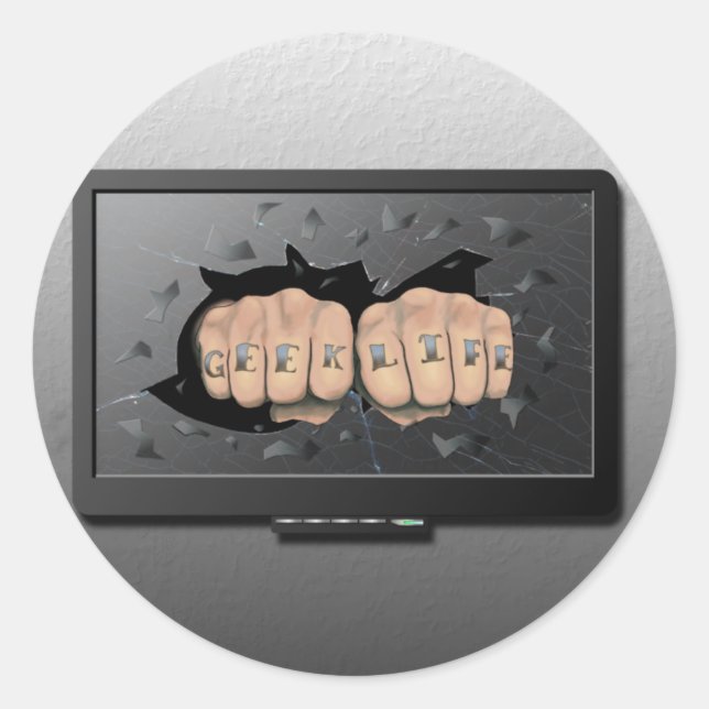 Adesivo Redondo Vida do geek (Frente)