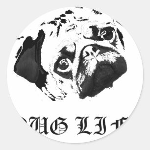 Adesivo Redondo Vida do Pug