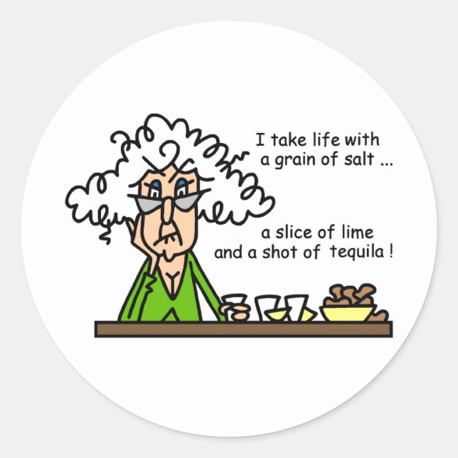 Adesivo Redondo Vida e Tequila Humor (Frente)