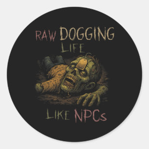 Adesivo Redondo Vida em Cachorro Bruto - Teag Zombie Engraçado Npc