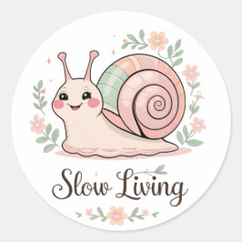 Adesivo Redondo Vida Lenta | Floral de Caracol Pastel