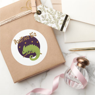 Adesivo Redondo Vida positiva Camaleão verde engraçado Kawaii