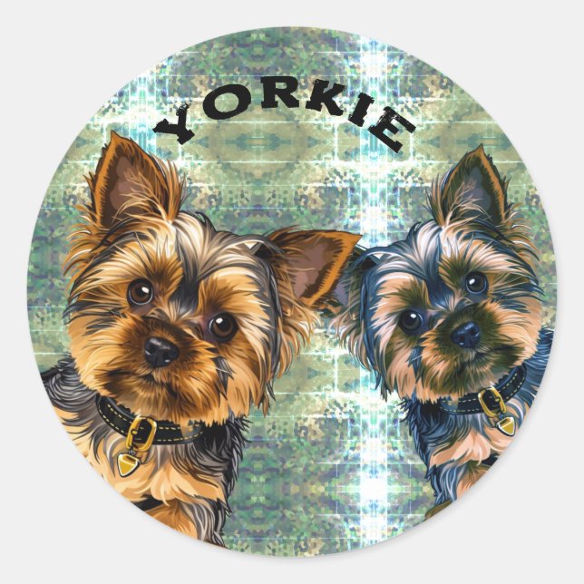 Adesivo Redondo Vida Yorkie (Frente)