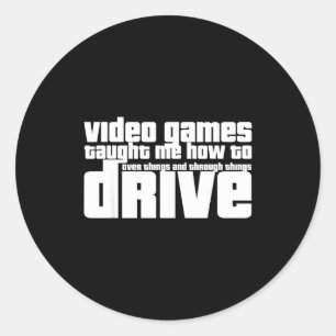 Adesivo Redondo Vídeo engraçado de jogo de videogame de novo motor