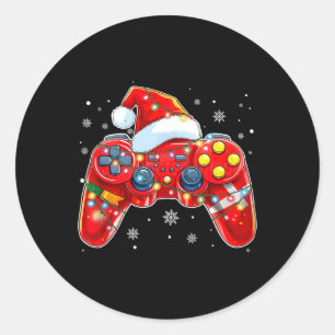 Adesivo Redondo Video Game Controller Natal Hat Gamer Bo