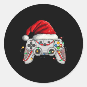 Adesivo Redondo Video Game Controller Natal Hat Gamer Bo