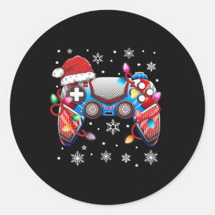 Adesivo Redondo Video Game Controller Natal Hat Gamer Bo