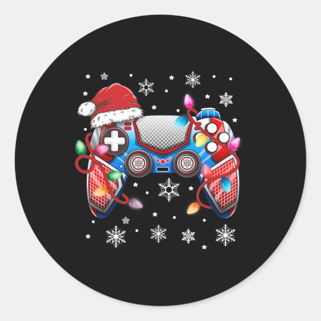 Adesivo Redondo Video Game Controller Natal Hat Gamer Bo (Frente)