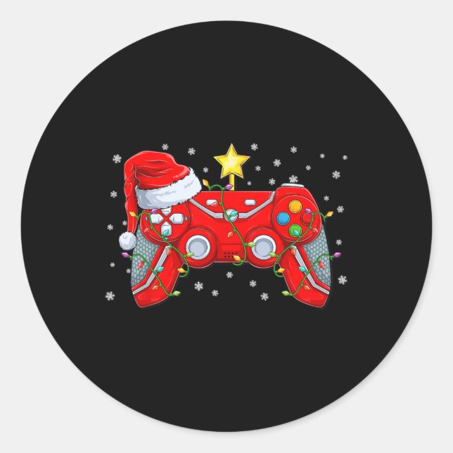 Adesivo Redondo Video Game Controller Natal Hat Gamer Bo (Frente)