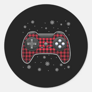 Adesivo Redondo Video Game Controller Red Xadrez Gamer Boys