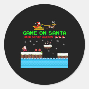 Adesivo Redondo Video Game On Santa Feio Natal Gamer Papai Noel