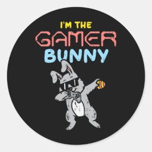 Adesivo Redondo Vídeo Gamer Bunny Dab Dance Day Jogo Ga