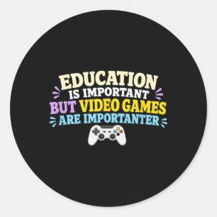 Adesivo Redondo Vídeo Games de Estudante Gamer Humor Escolar de Jo