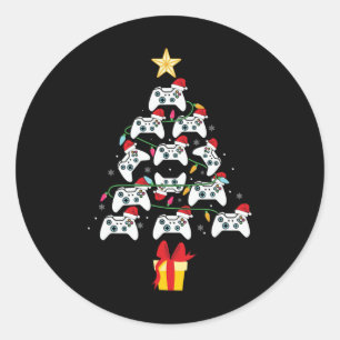 Adesivo Redondo Videogame Controladora Árvore Natal Xmas Boy Men
