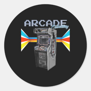 Adesivo Redondo Videogame de Arcade Cabinet Machine 1970 1980 1990