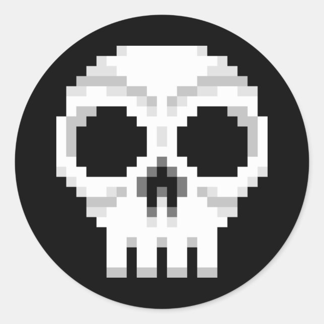 Adesivo Redondo Videogame Death Skull - Pixel Art (Frente)