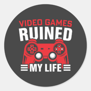 Adesivo Redondo Videos games Arruinaram Minha Vida, A Vida Dos Jog