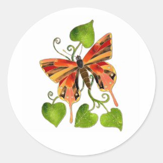 Adesivo Redondo Vidro-borboleta cor de laranja