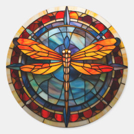 Adesivo Redondo vidro colado com libélula