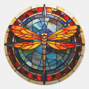 Adesivo Redondo vidro colado com libélula