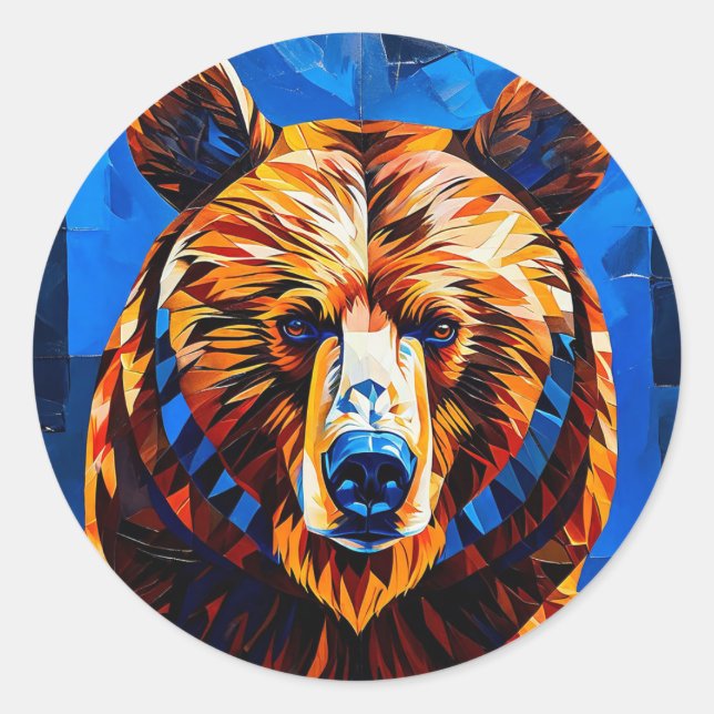 Adesivo Redondo Vidro Colorido de Urso (Frente)