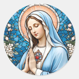 Adesivo Redondo Vidro da Virgem Maria Católica Cristã