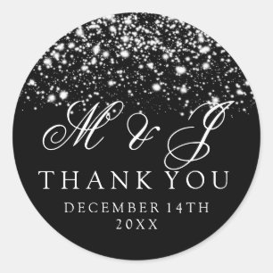 Adesivo Redondo Vidro de Prata de Prata de Meia-Noite de Casamento