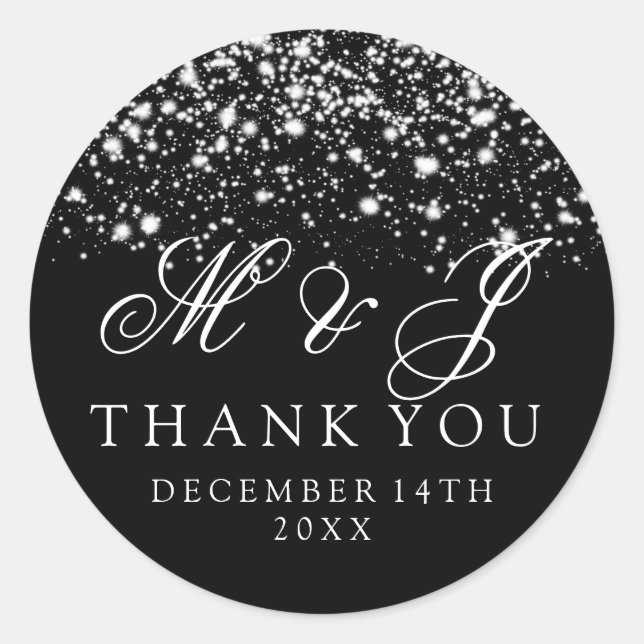 Adesivo Redondo Vidro de Prata de Prata de Meia-Noite de Casamento (Frente)