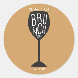 Adesivo Redondo Vidro de Vinho BRUNCH — Favor Personalizado Modern