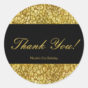 Adesivo Redondo Vidro Dourado Leopard Impresso Pic Party