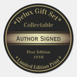 Adesivo Redondo Vidro Dourado preto assinado